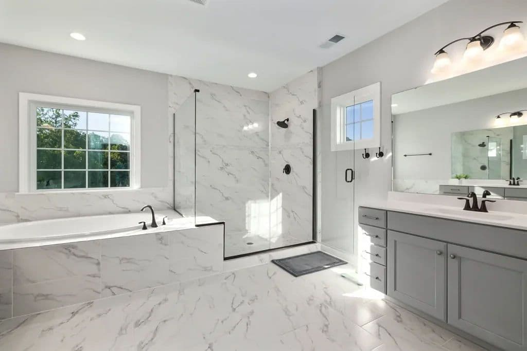 Bathroom with shower and tub